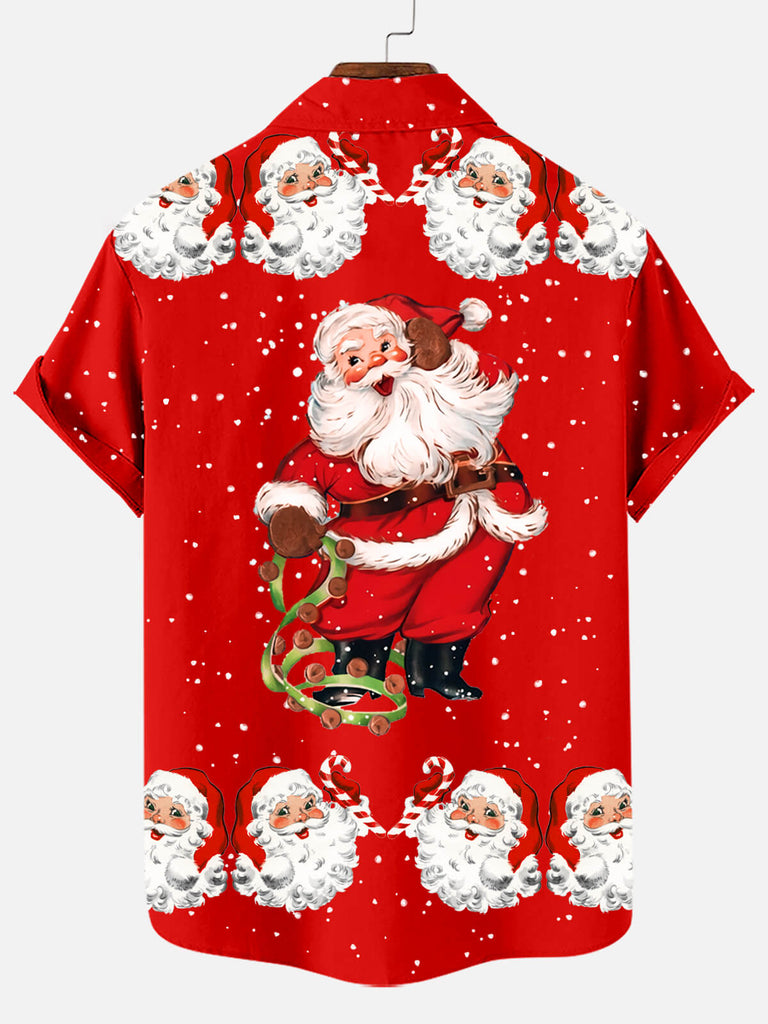 Christmas Santa Claus Men's Short Sleeve Casual Shirt