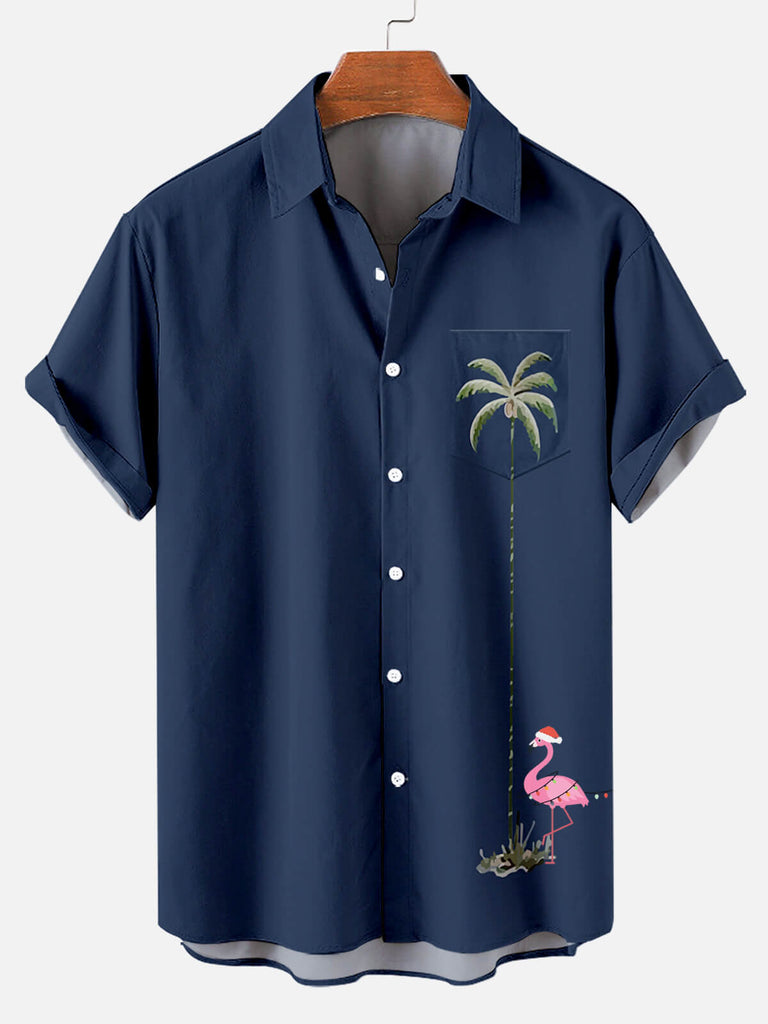 Hawaii Flamingo Coconut Men's Short Sleeve Shirt Navy / M
