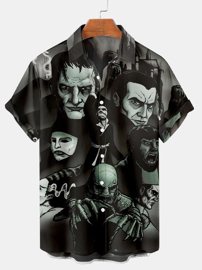 Halloween Movie Print Men's Short Sleeve Shirt Black / M