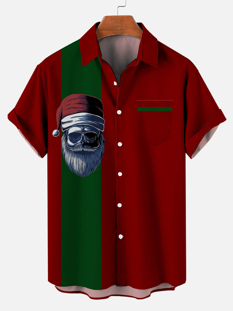 Christmas Skull Men's Short Sleeve Shirt Red / M