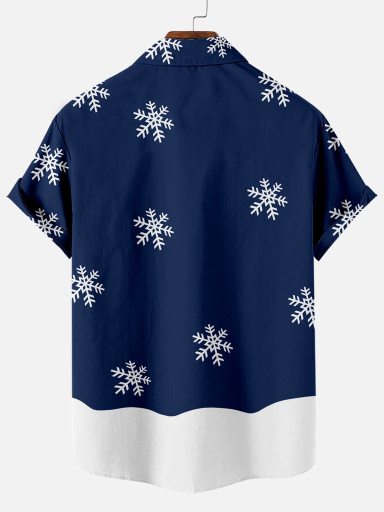 Christmas Tree Print Men's Short Sleeve Casual Shirt