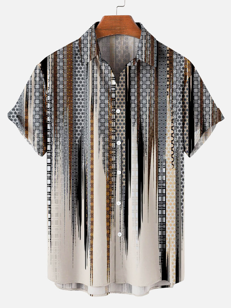 Striped Printing Men's Short Sleeve Casual Shirt Colors / M