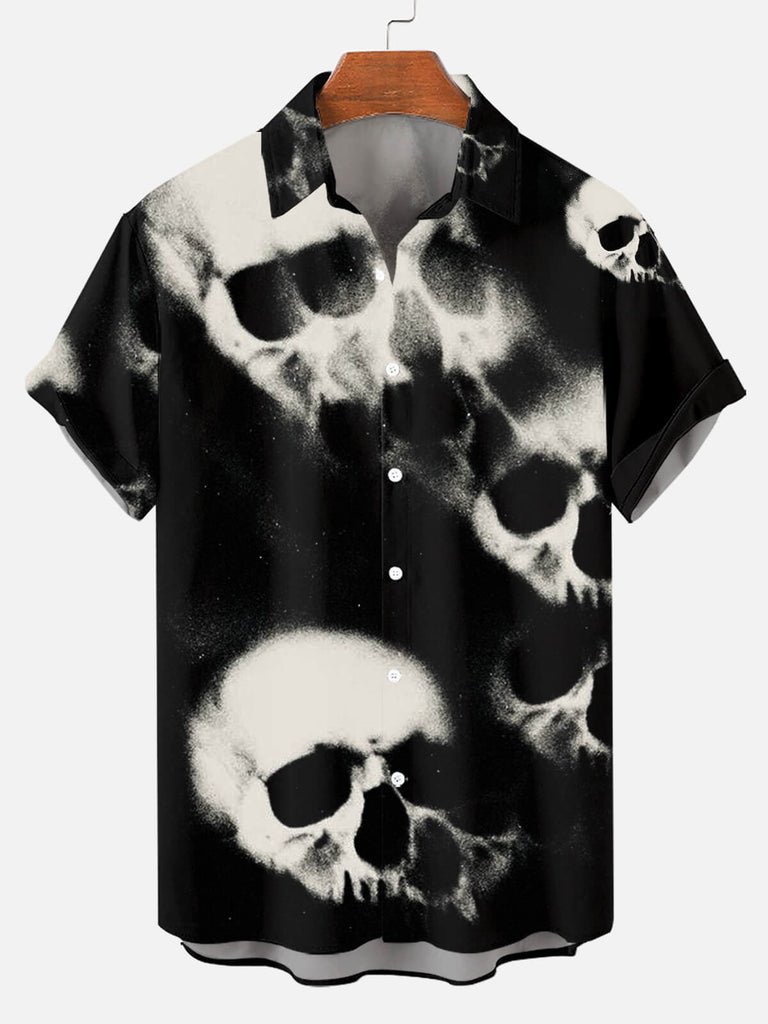 Halloween Skull Men's Short Sleeve Shirt Black / M