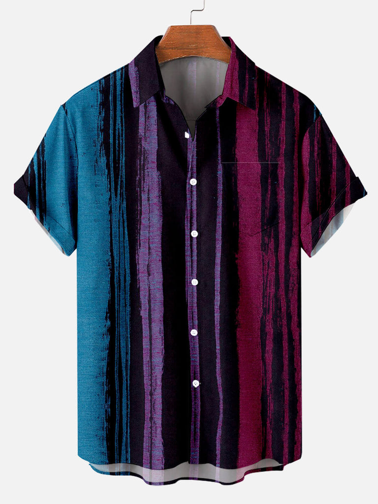 Abstract Striped Men's Short Sleeve Shirt Colors / M