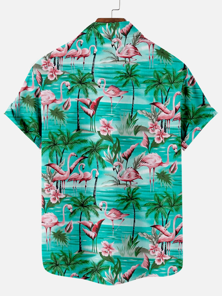 Summer Flamingo Vacations Men's Short Sleeve Shirt