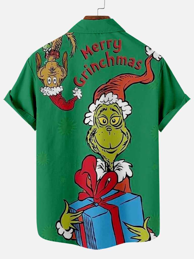 Christmas Grinchmas Men's Short Sleeve Casual Shirt