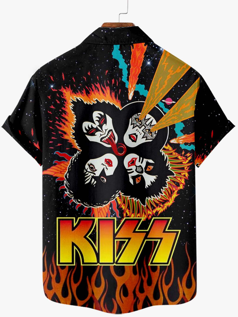 "The Kiss" Rock And Roll Print Men's Shirt