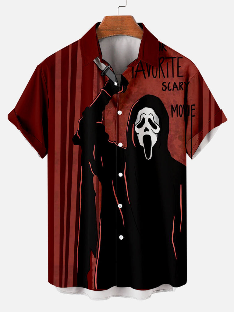 Halloween Scream Men's Short Sleeve Shirt Red / M