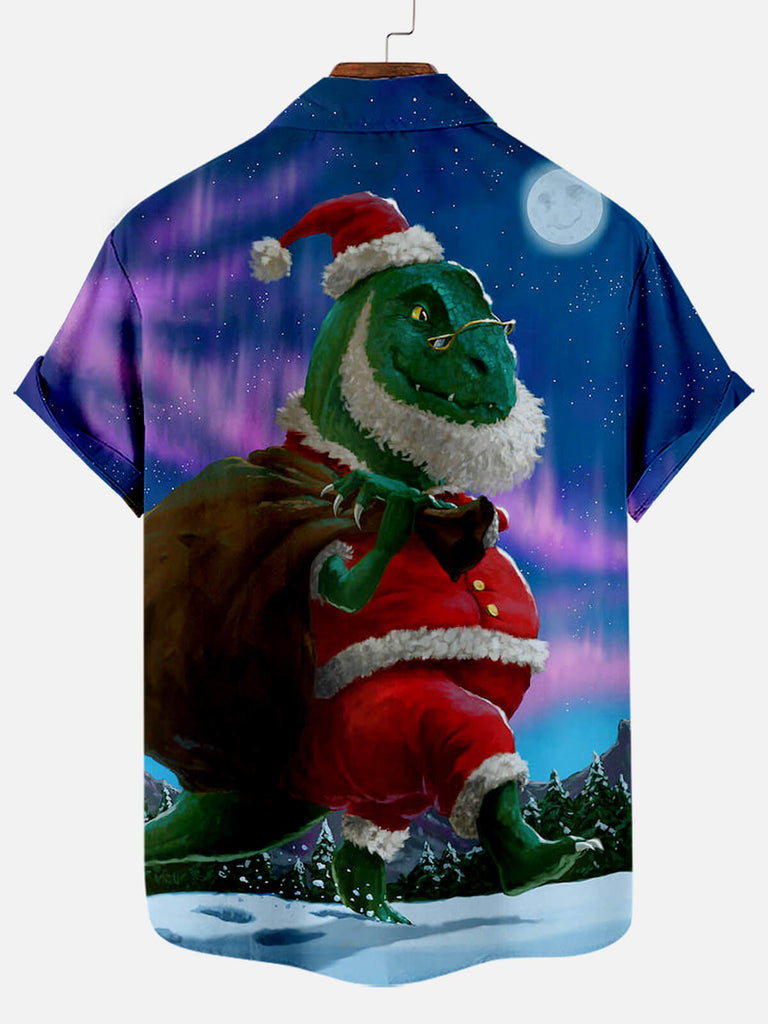 Christmas Dinosaur Men's Short Sleeve Shirt