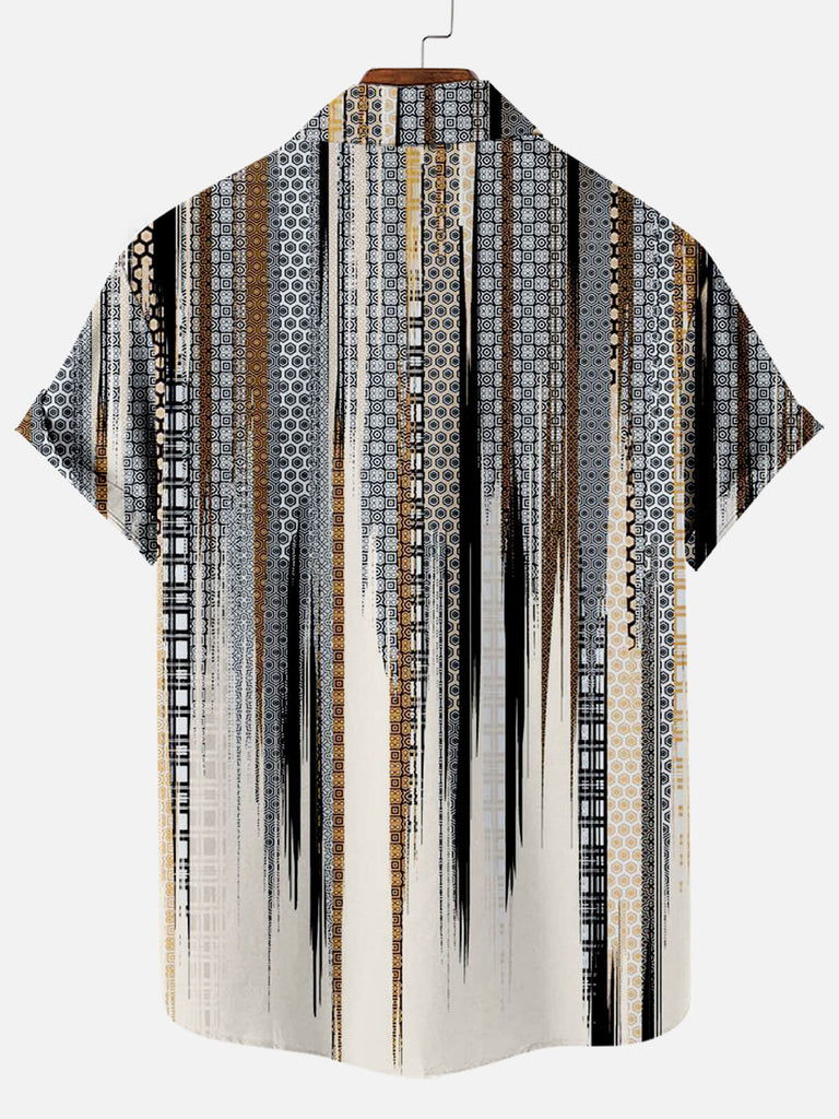 Striped Printing Men's Short Sleeve Casual Shirt