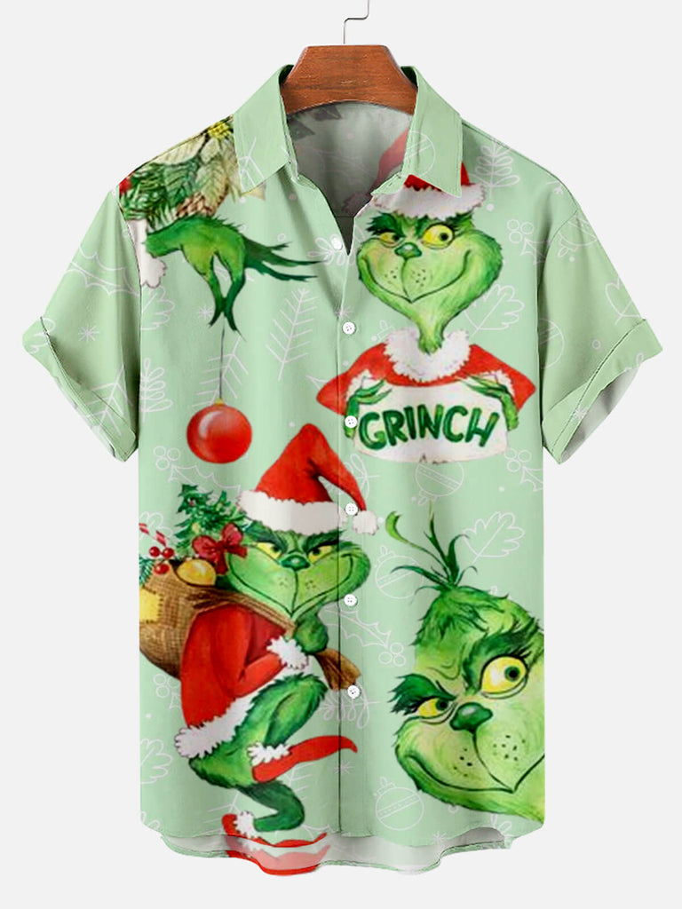 Merry Christmas Grinch Men's Short Sleeve Shirt Green / M