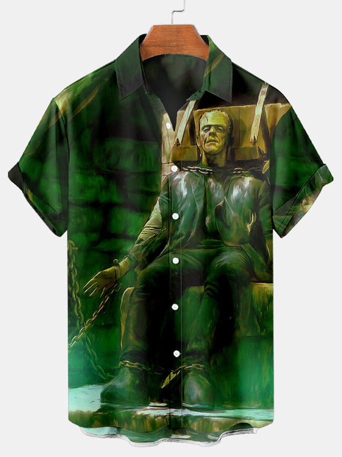 Halloween Frank Men's Short Sleeve Shirt Green / M