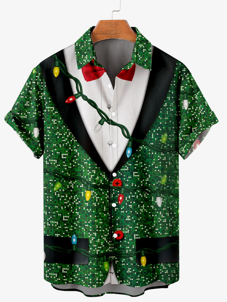 Merry Christmas Costume Men's Short Sleeve Shirt Green / M