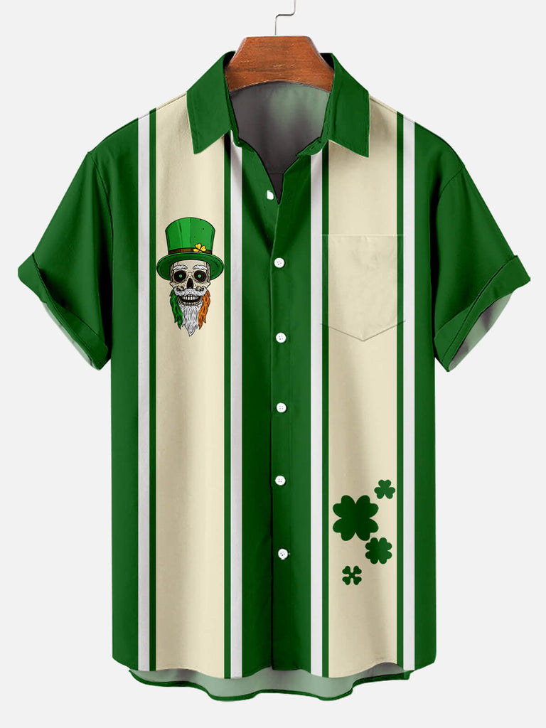 St Patrick Skull Men's Short Sleeve Tops Green / M