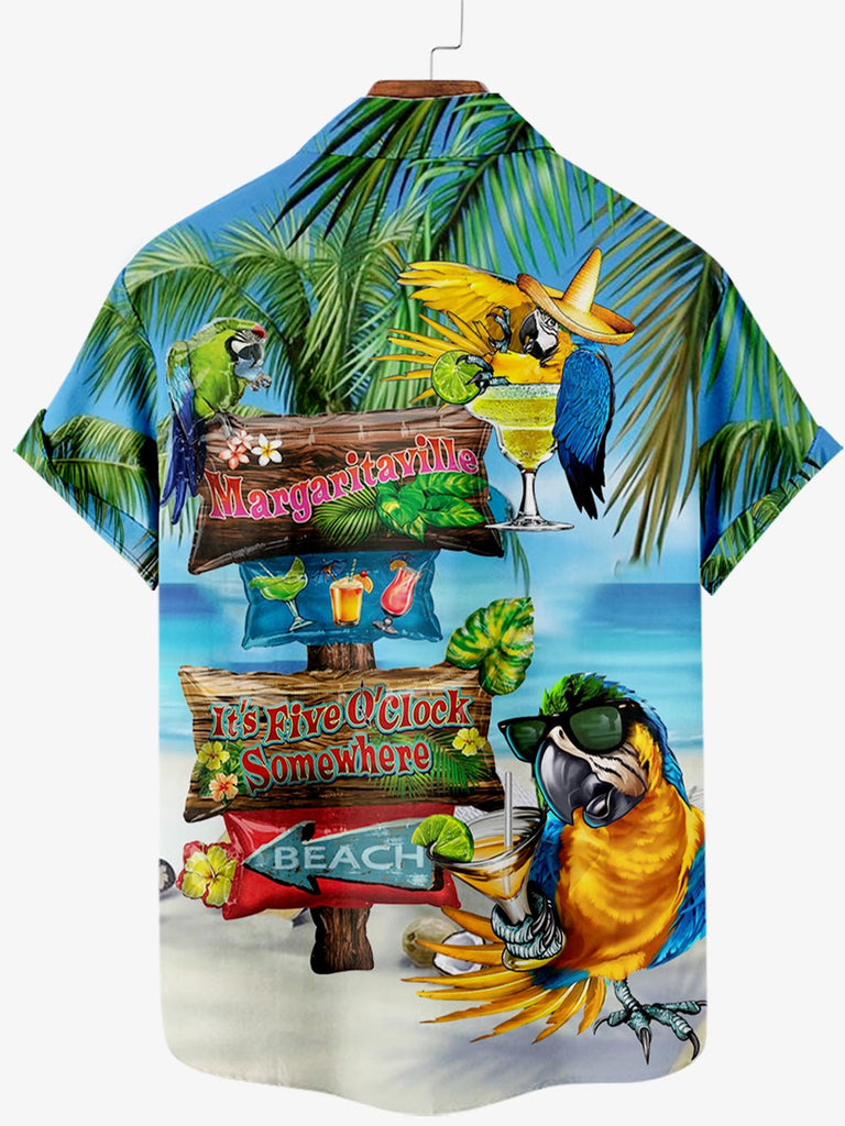 Seaside parrot leisure Men's Short Sleeve Shirt