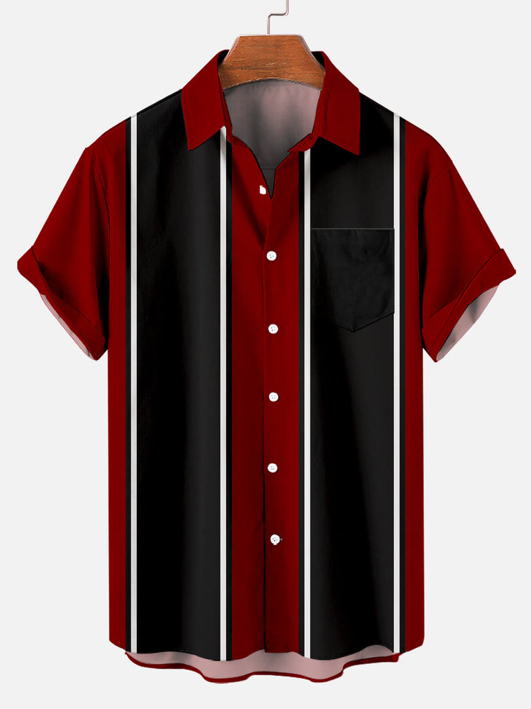 Christmas Striped Men's Short Sleeve Shirt Red / M