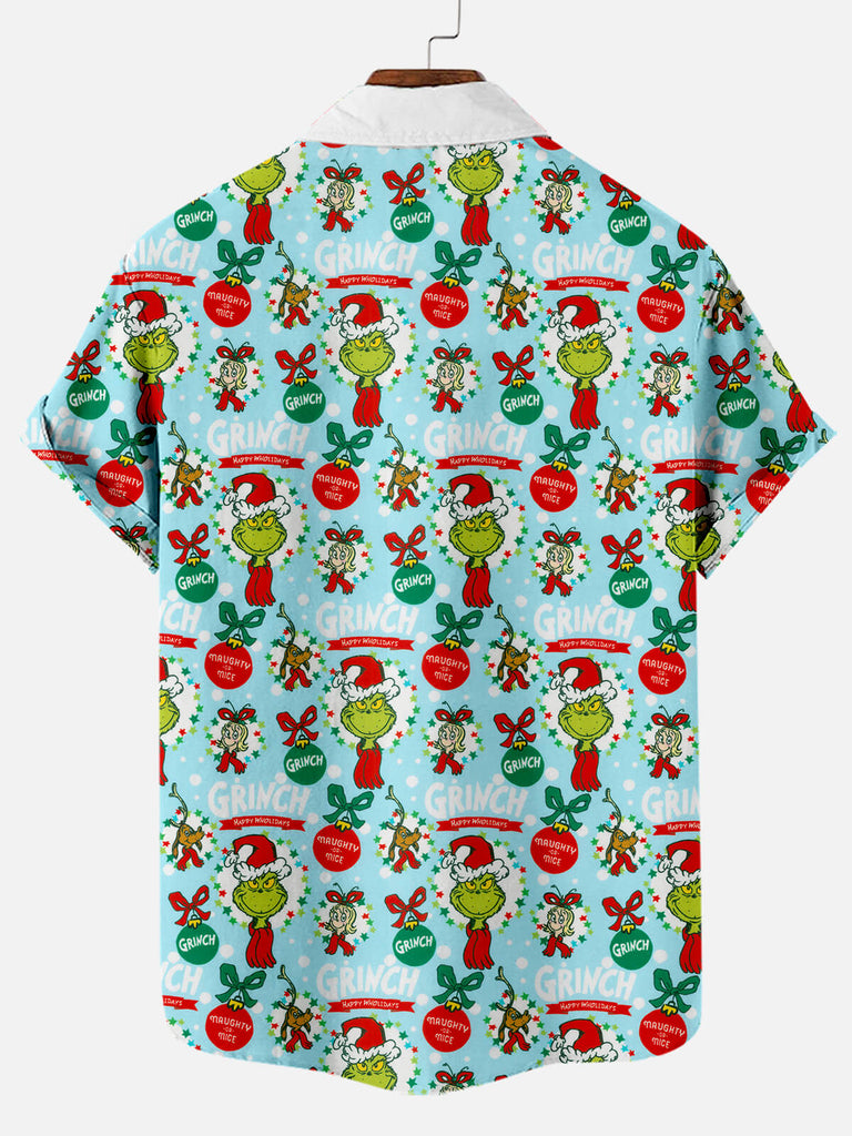 Christmas Grinch Men's Short Sleeve Casual Shirt