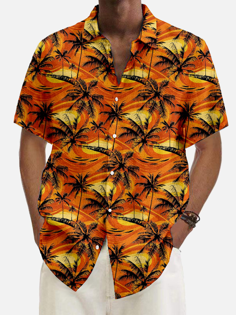 Orange Coast And Stripes Palm Ocean Men's Short Sleeve Tops Orange / M