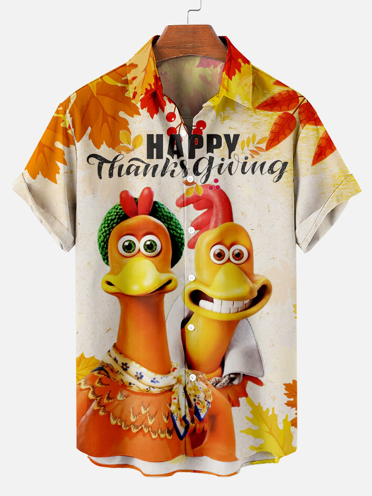 Happy Turkey Family Men's Short Sleeve Shirt Apricot / M