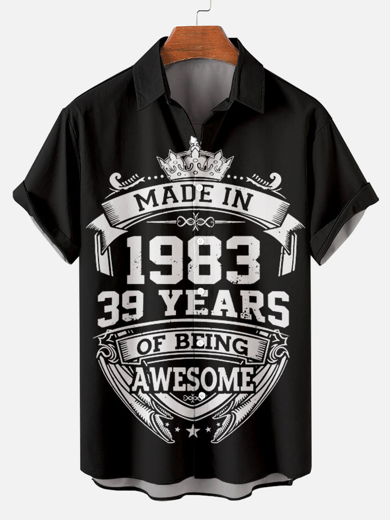 Made In 1983 Men's Short Sleeve Shirt Black / M
