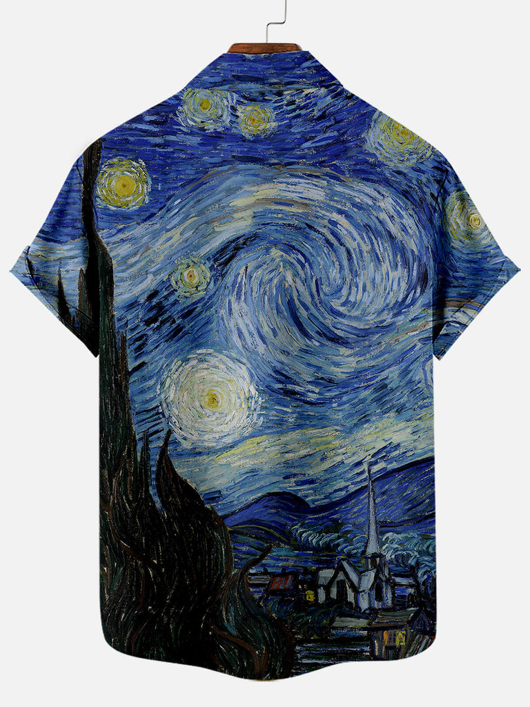 Van Gogh Sunflowers Starry Men's Short Sleeve Shirt