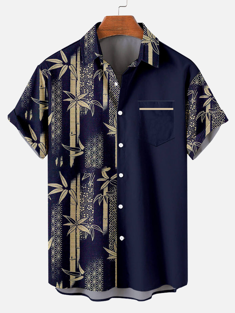 Hawaii Bamboo Men's Short Sleeve Shirt Navy / M