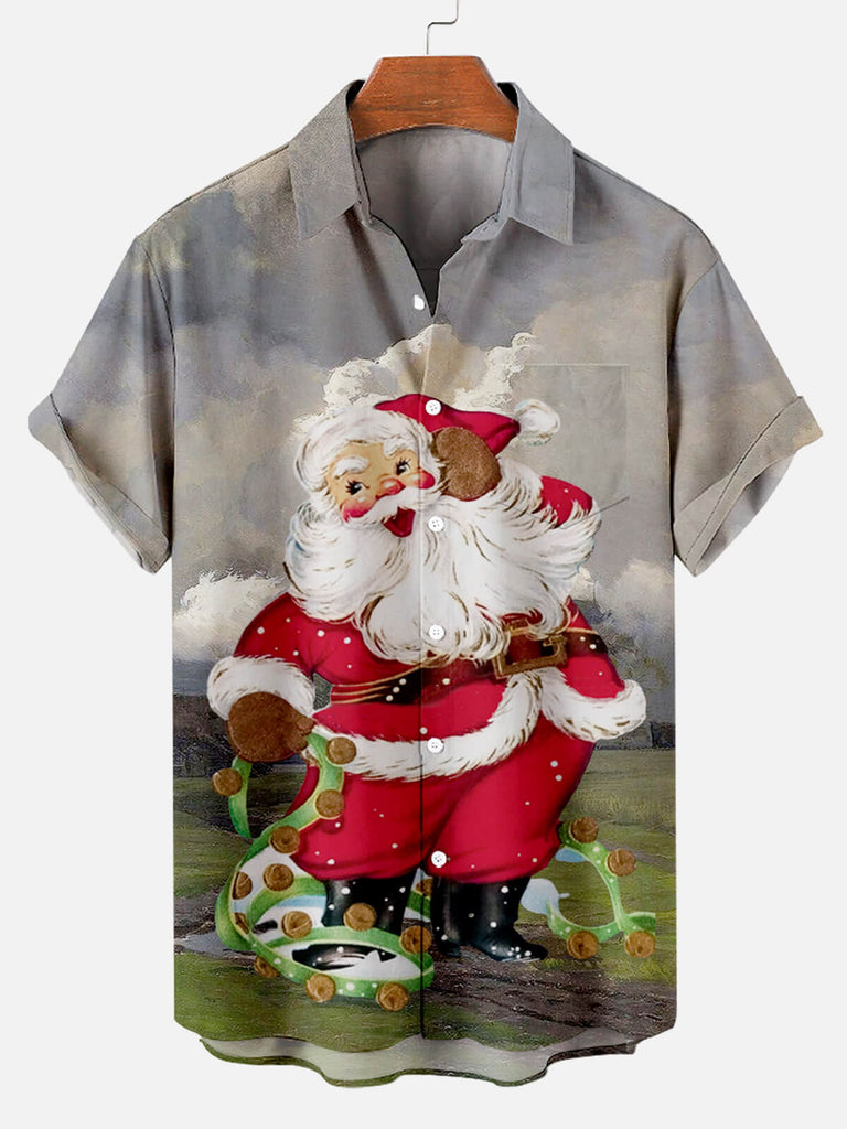 Christmas Santa Men's Short Sleeve Shirt Colors / M