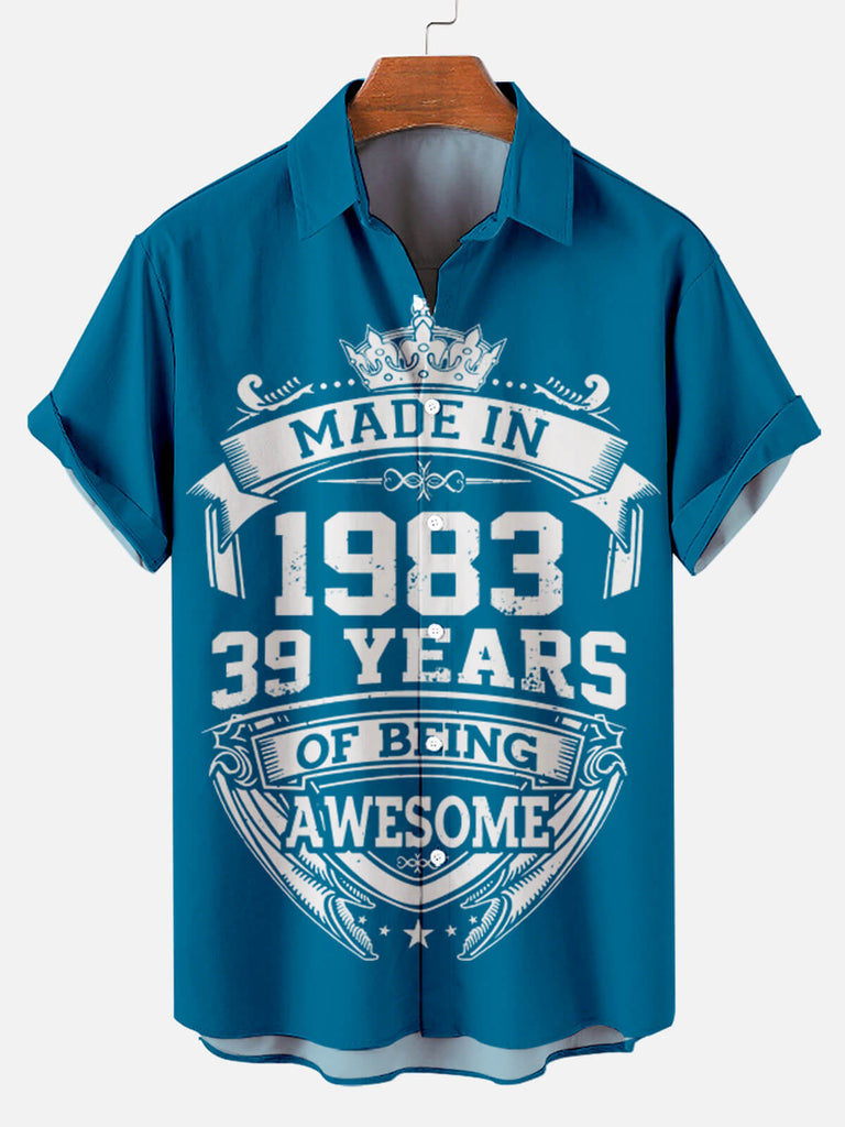 Made In 1983 Men's Short Sleeve Shirt Blue / M