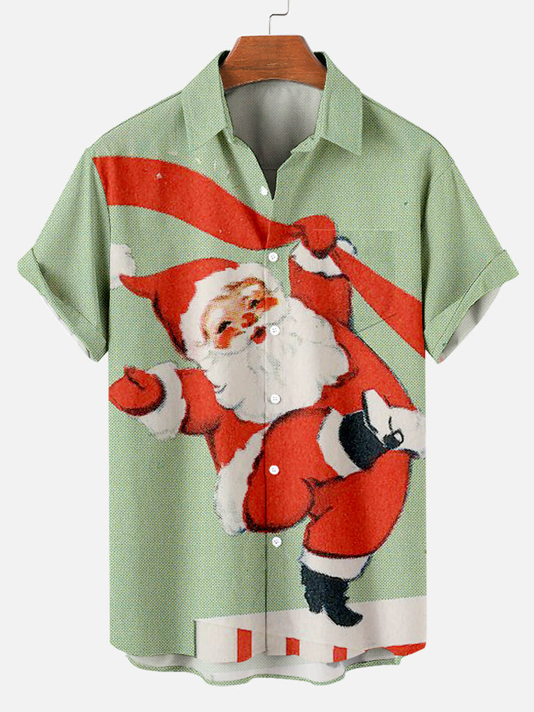 Merry Christmas Men's Short Sleeve Casual Shirt Green / M