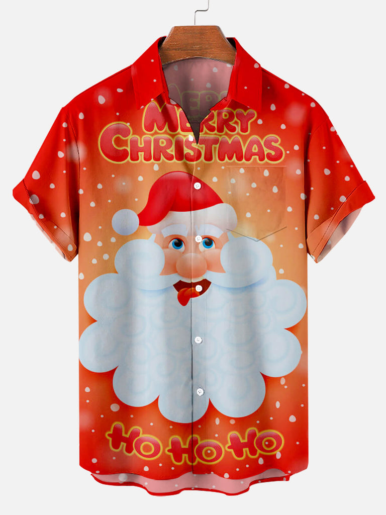 Christmas Santa Men's Short Sleeve Shirt Orange / M