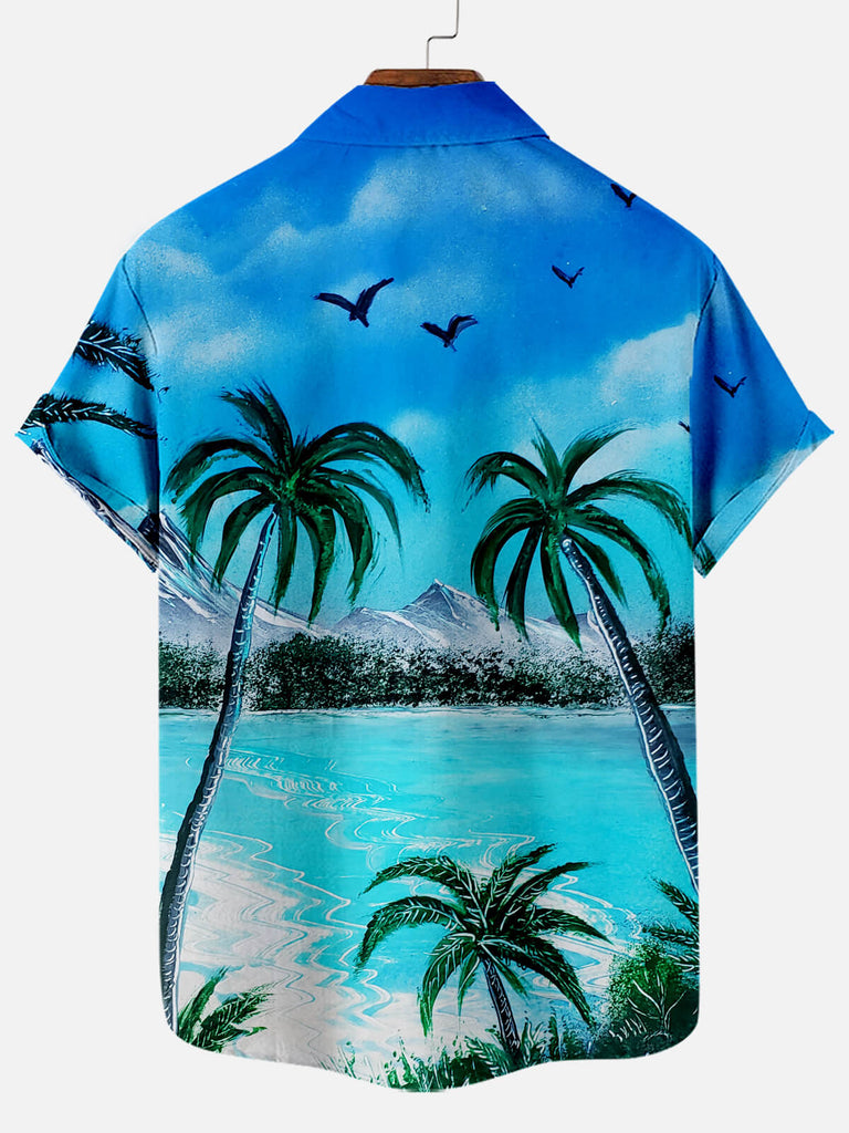 Hawaiian Coconut Tree Landscape Men's Short-sleeved Shirt
