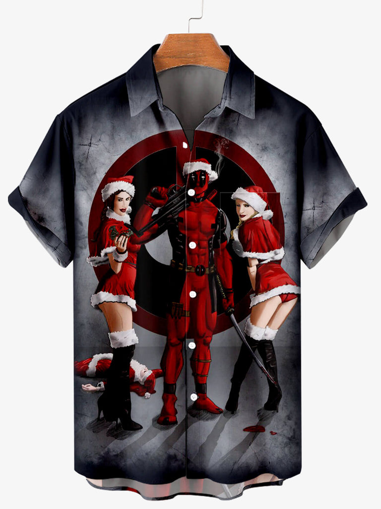 Bloody Christmas Men's Short Sleeve Casual Shirt Colors / M