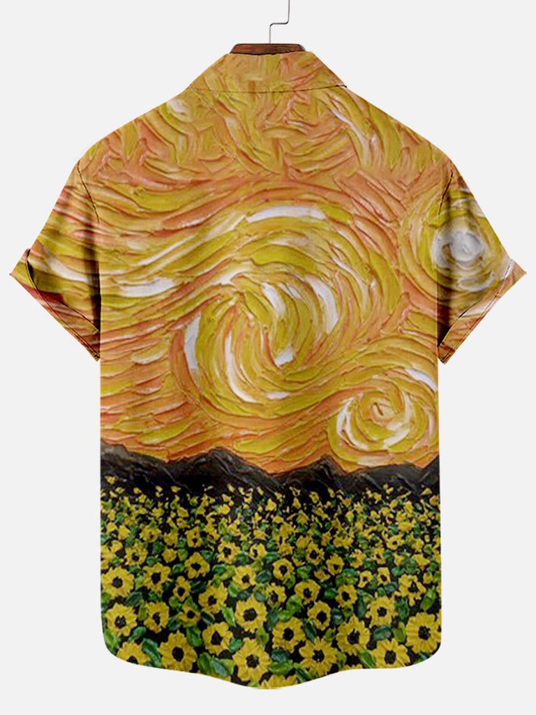 Van Gogh Sunflowers Farm Men's Short Sleeve Shirt