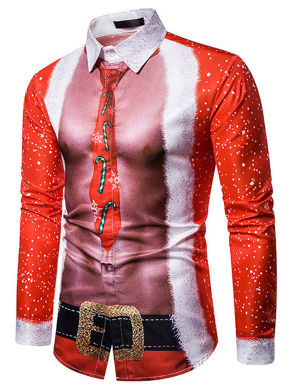 Christmas Muscle Santa Men's Long Sleeve Shirt