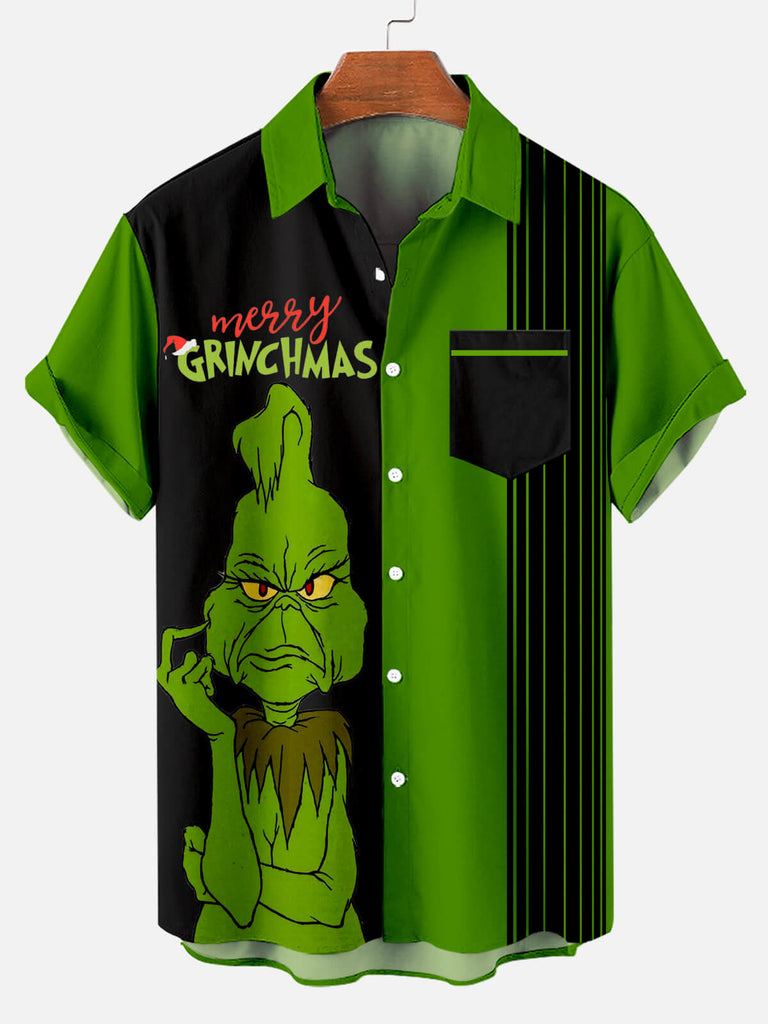 Merry Grinches Men's Short Sleeve Casual Shirt Green / M
