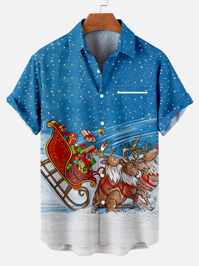 Christmas Gift Men's Short Sleeve Shirt Blue / M