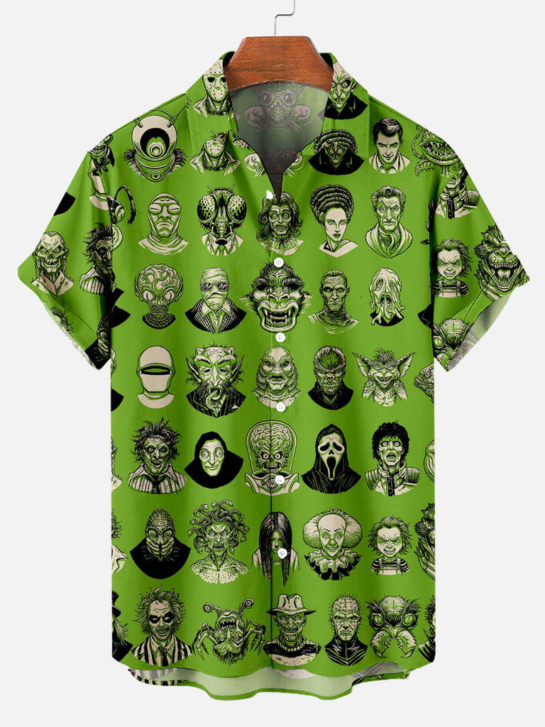 Monsters Line Up Men's Short Sleeve Shirt Green / M