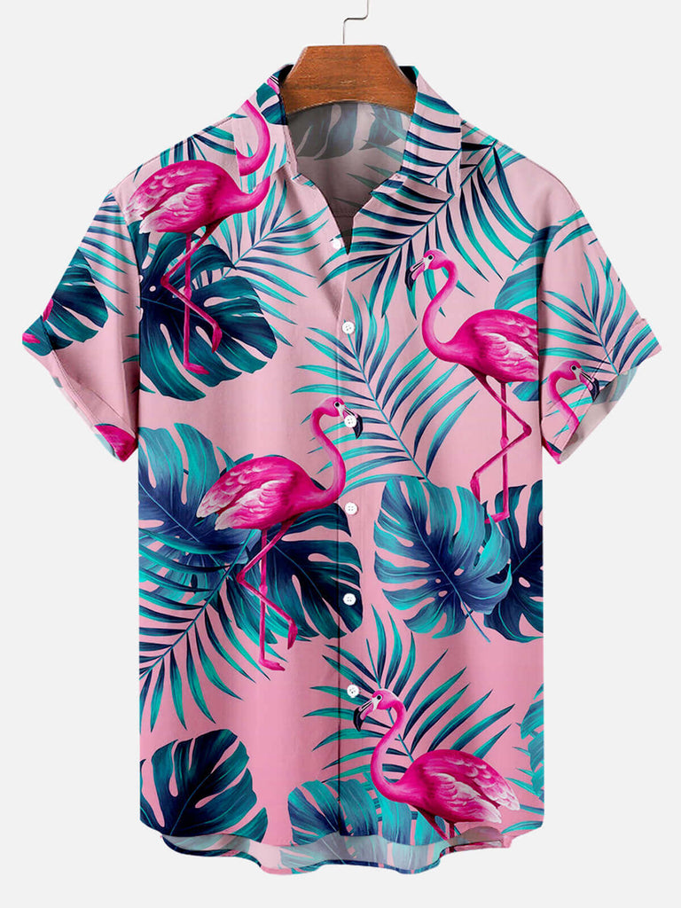 Hawaii Flamingo Men's Short Sleeve Shirt Pink / M