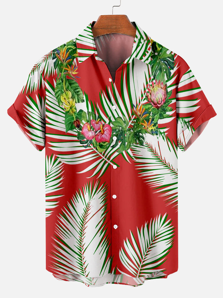 Hawaiian Lei Men's Short Sleeve Tops Red / M