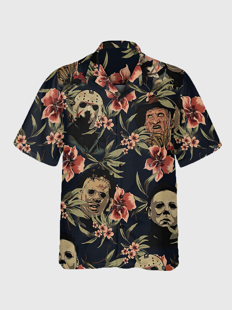 Men's Halloween Horror Movie Hawaii Short Sleeve Shirt Black / M