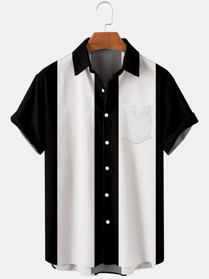 Men's Basic 50s Style Bowling Shirt White / M