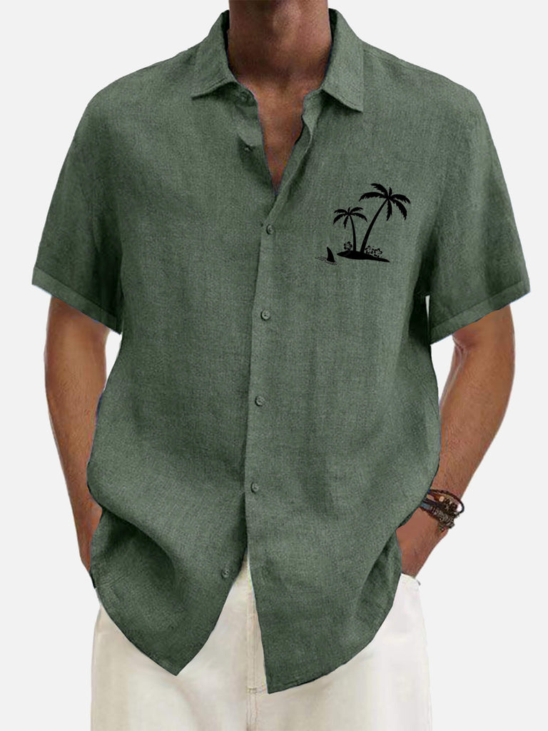 Hawaiian Coconut Tree Cowboy's Men's Short Sleeve Tops Green / M