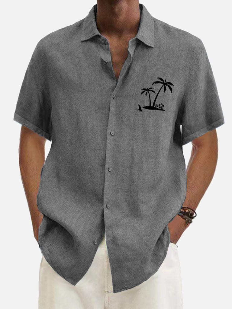 Hawaiian Coconut Tree Cowboy's Men's Short Sleeve Tops Grey / M