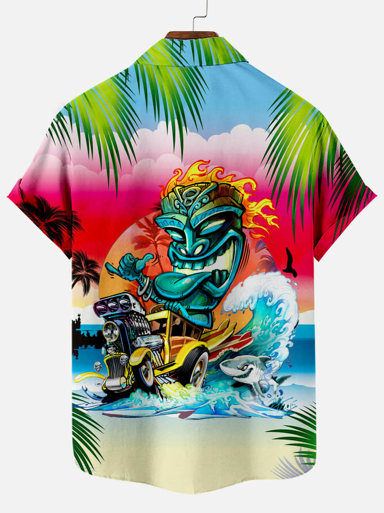 Hawaiian Tiki Tribe Beach Surf Men's Short Sleeve Shirt