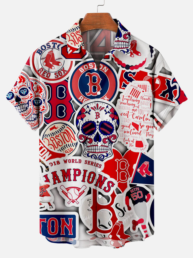 Boston Red Sox Printing Men's Short Sleeve Shirt Red / M
