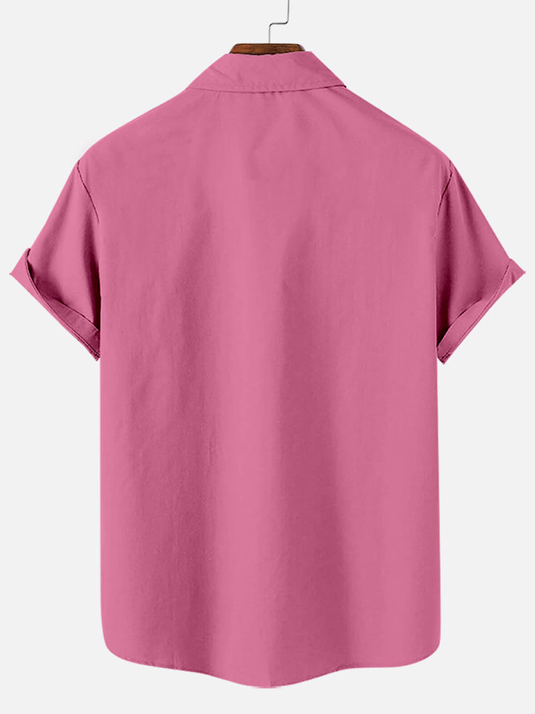 Pink Flamingo Stripes Men's Short Sleeve Shirt