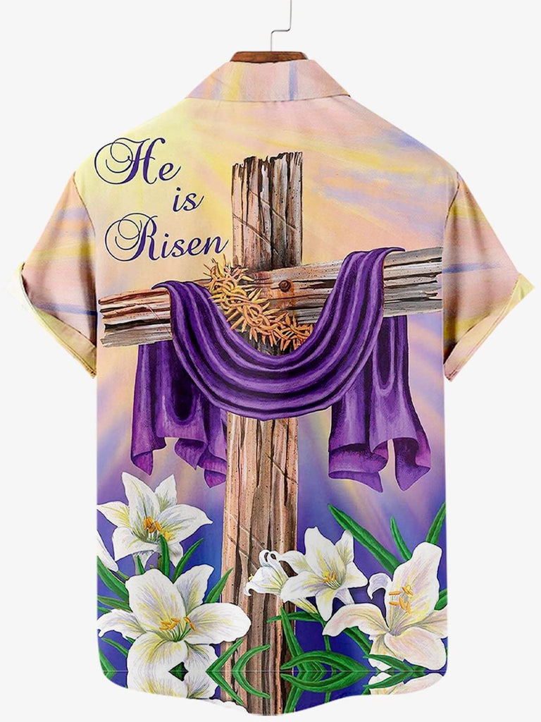 Easter Crucifix Print Men's Shirt