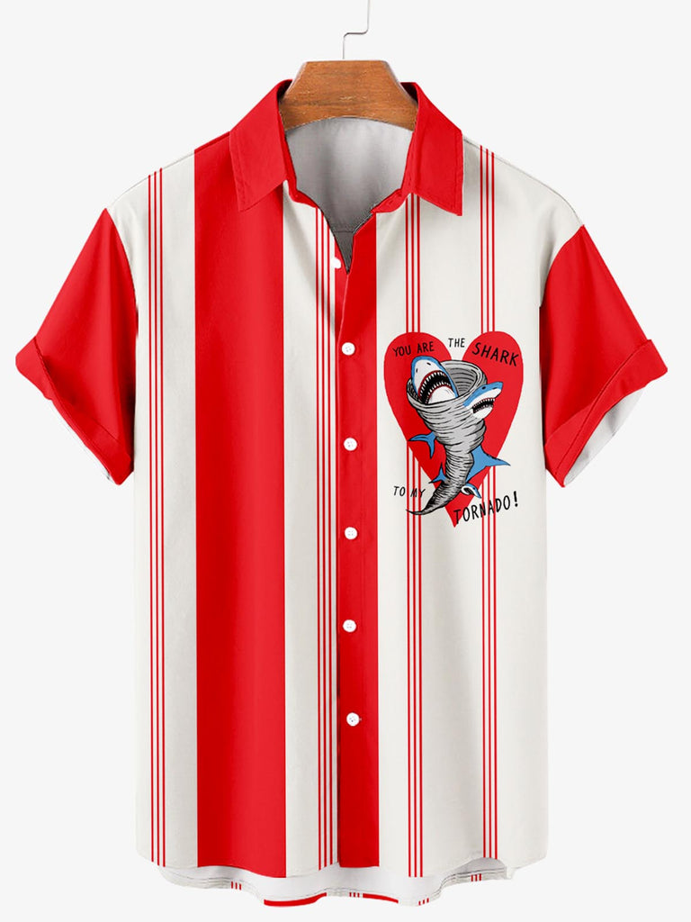 Valentine's Day Monster's Love Print Men's Shirt Red / M