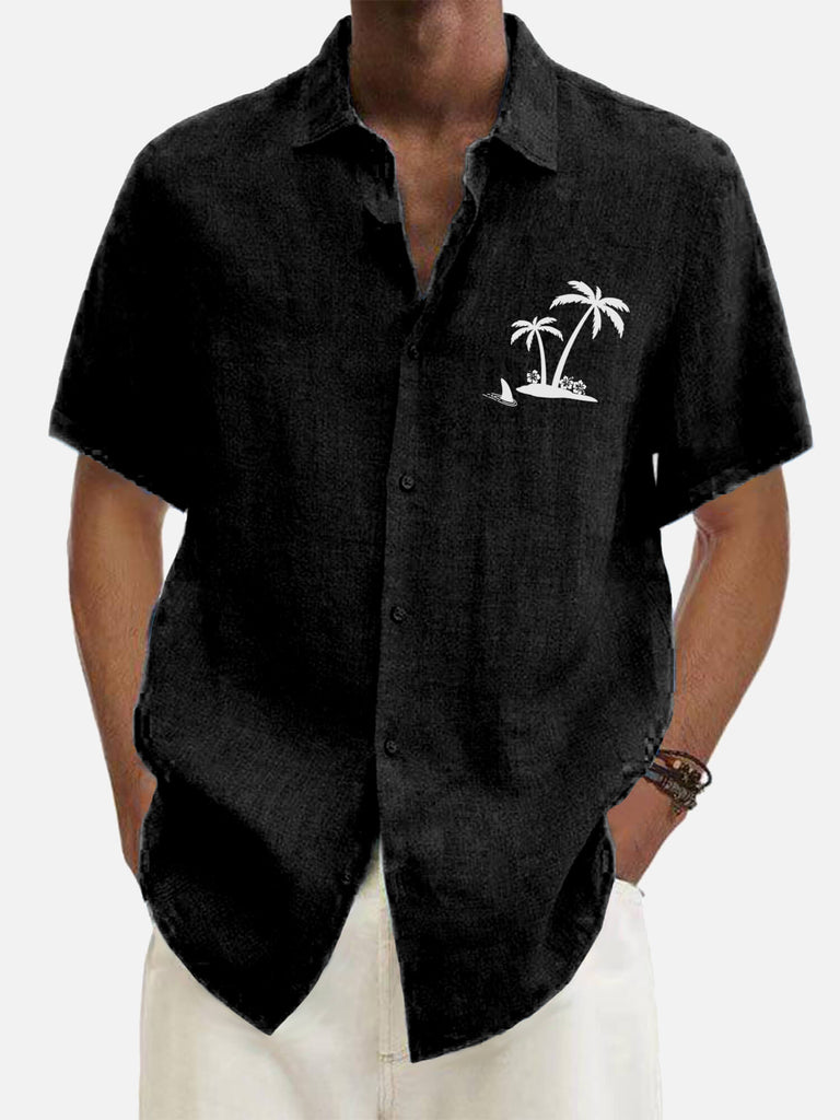 Hawaiian Coconut Tree Cowboy's Men's Short Sleeve Tops Black / M