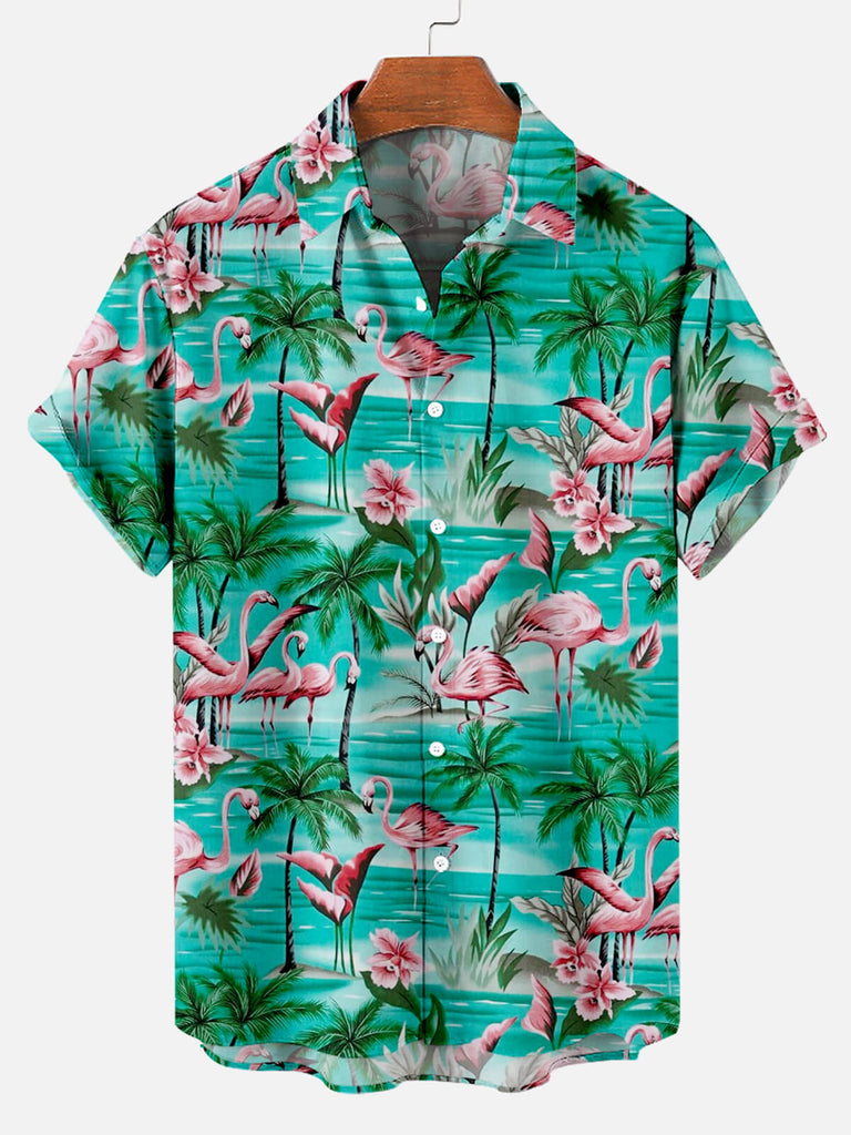 Summer Flamingo Vacations Men's Short Sleeve Shirt Green / M